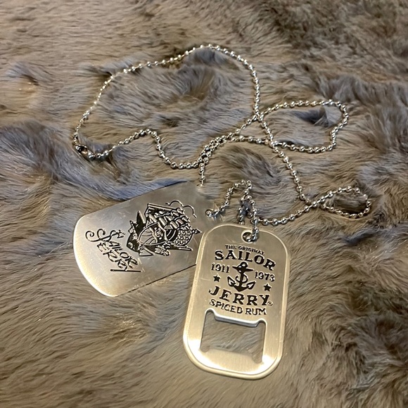 Sailor Jerry Spiced Rum Bottle Opener Dog Tag Necklace - Picture 1 of 3